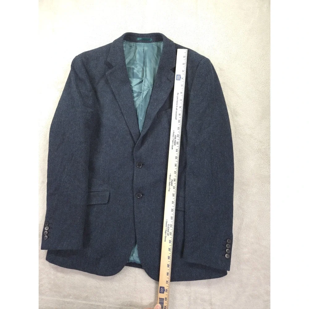 Charles Tyrwhitt Blazer Mens 42L‎ Long Wool Herringbone Slim Fit Blue